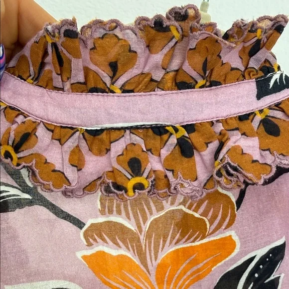 Farm Rio Floral Ruffle Blouse - Pink and Orange - Picture 5 of 7